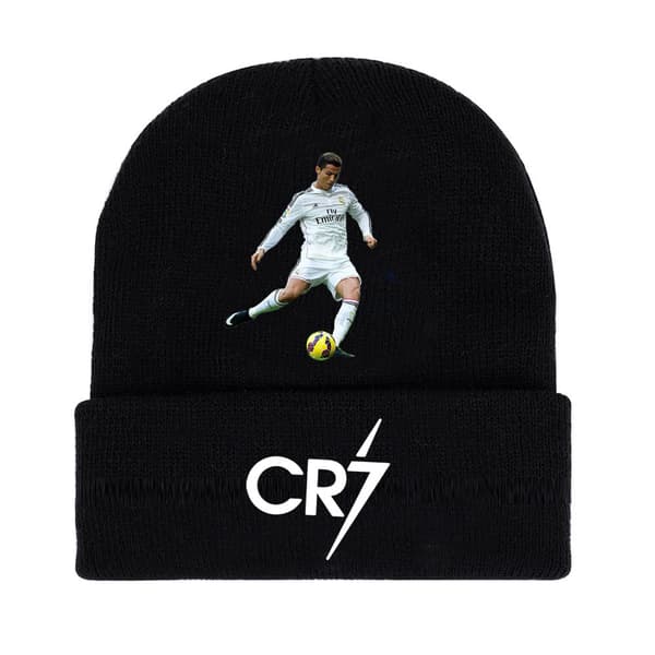 Fodbold Ronaldo CR7 Strikket Sort Hue med Print