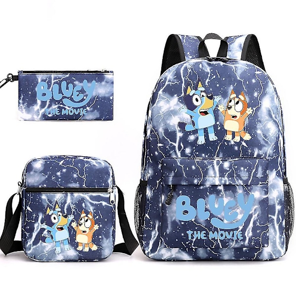 Bluey kolmiosainen koululaukku Starry Black 3