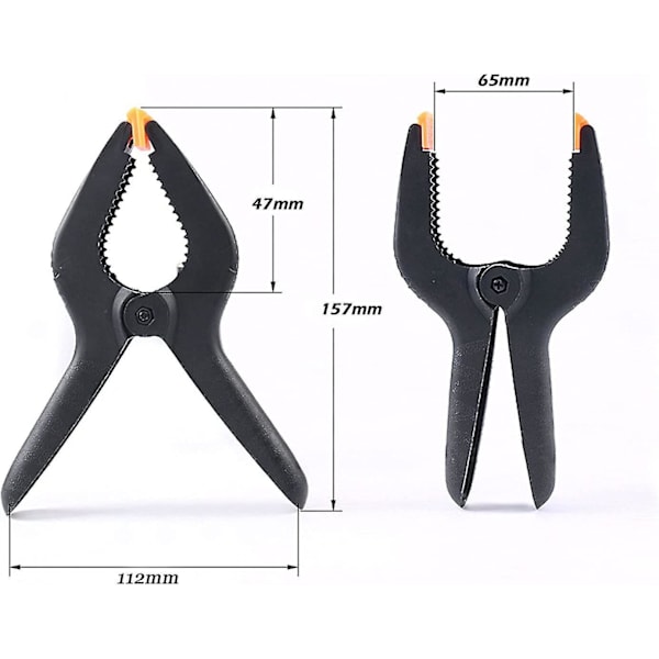 4 stk. Nylon Fjærklemmer, Klemmer med Bred Klemmekapasitet Maks Åpning 75 mm, For Studioer