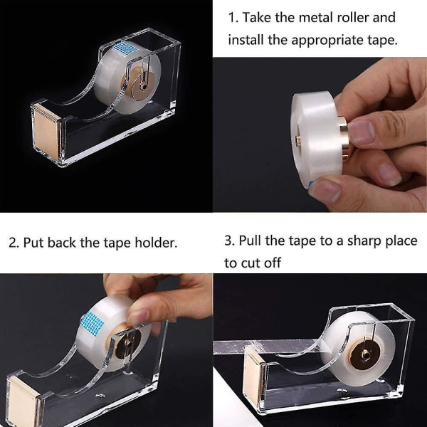 1 stk gjennomsiktig akryltape dispenser Tape cutter kontorrekvisita Sklisikkert enkelt å bruke