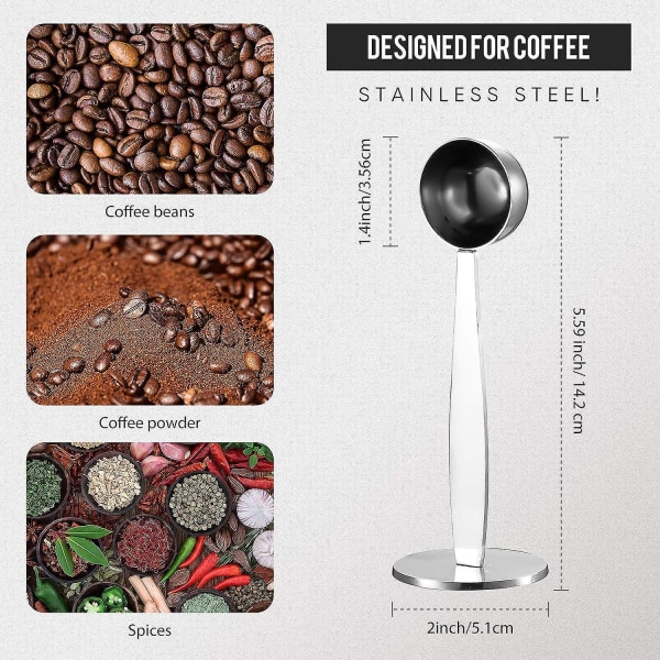 2-pakke kaffeskje i rustfritt stål, espressopresser 51 mm, 2-i-1 måle- og espressopresser for kaffebønner, press for kaffekvern P
