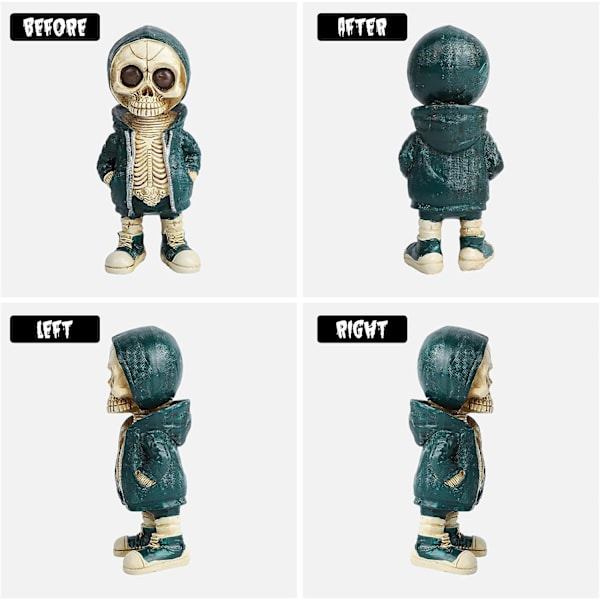 Coola Retro Skelettfigurer, Halloween Gotisk Dekoration Skalle Hartsstaty, Söt Halloween Prydnad för Hemmakontor C