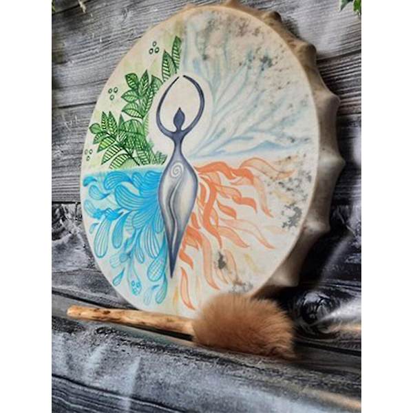 Goddess Shamantrumma Livets Träd Sibirisk Trumma Andlig Musik Handgjord Shamantrumma