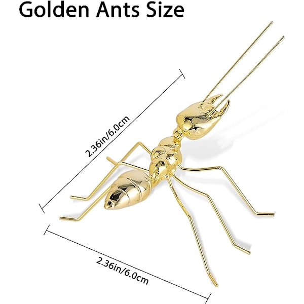 Guld Dyrefigurer Mini Myre Statue, Havekunst Messing Dekoration Dyr og Insekter, Hjem Hylder Dekoration Accenter Metal Myrer, Til Skrivebord, Spisebord, Tekop