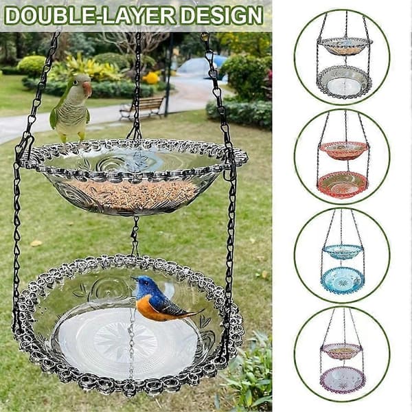 Hængende fuglefoderbræt, Gårdspladsdekoration, Udendørs fuglefodring O6O4 Gray 1pcs