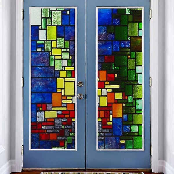 Fönsterfilm i Anpassad Storlek, Färgat Glas, Frostat Mosaik, Solfångare, Färgtryck, Statisk Fästning, Dekal för Heminredning