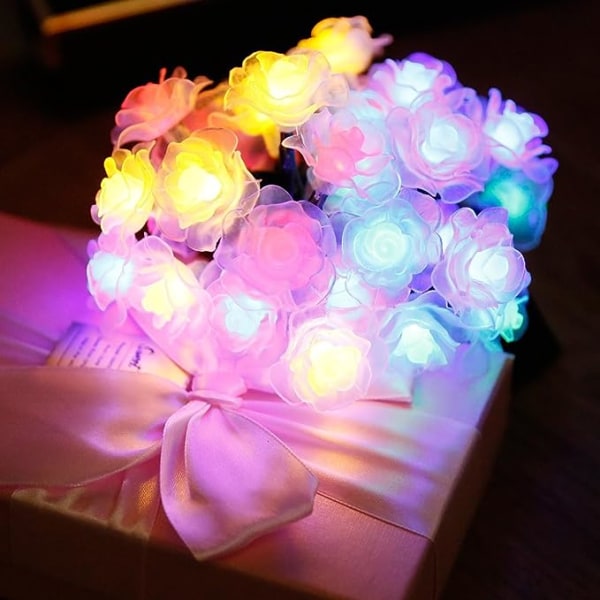 30 LED Solcellelysstreng Landskapslys 20FT Romantisk Rose Solcelle LED Patiostreng Vanntett Julelys Utendørs Lampe for Hage Hage Hjem Jul