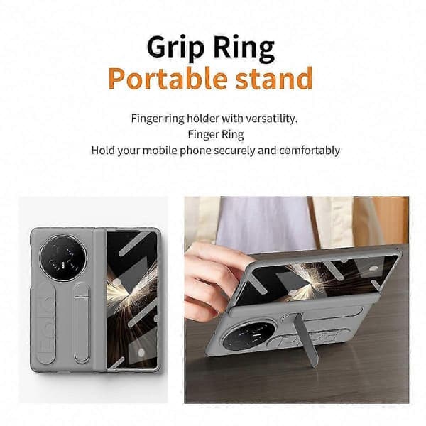 Til Honor Magic V5 5G etui med støtteben og håndledsrem, hårdt PC-telefoncover Grey