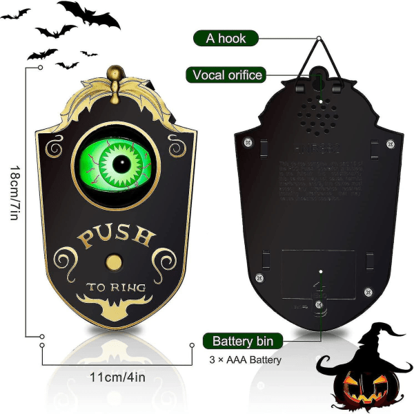 Halloween-dekorationer, Halloween-dörrklocka Animerad ögonglob med spöklika ljud, Halloween-dekor