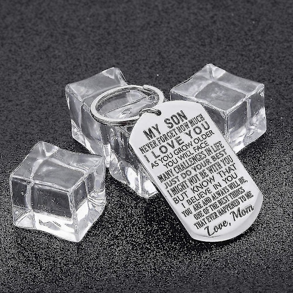 Inspirerande present till son från mamma - glöm aldrig hur mycket jag älskar dig - presentnyckelring till tonårspojke från mamma