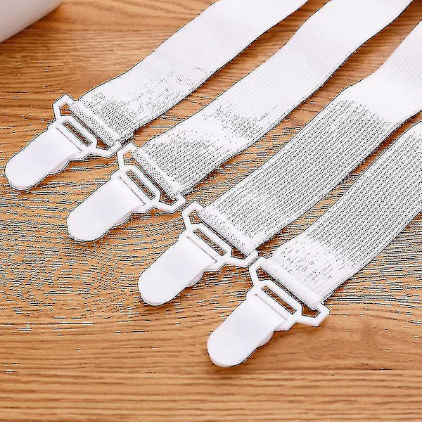 4-pack Nylon Elastiska Band Sängklädesfästen Starka Plastklämmor Hållare Säng