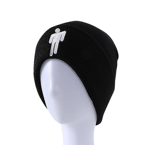 Billie Eilish Strikket Beanie Unisex Hiphop Beanie Casual Hætte Uldblød Beanie (sort 1 stk)