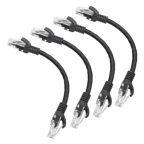 Kort Cat5e Ethernet Patchkabel 0,5ft, snagless RJ45 Computer LAN Netværksledning til Router, Modem, Switch, Server, Sort (4-pak)