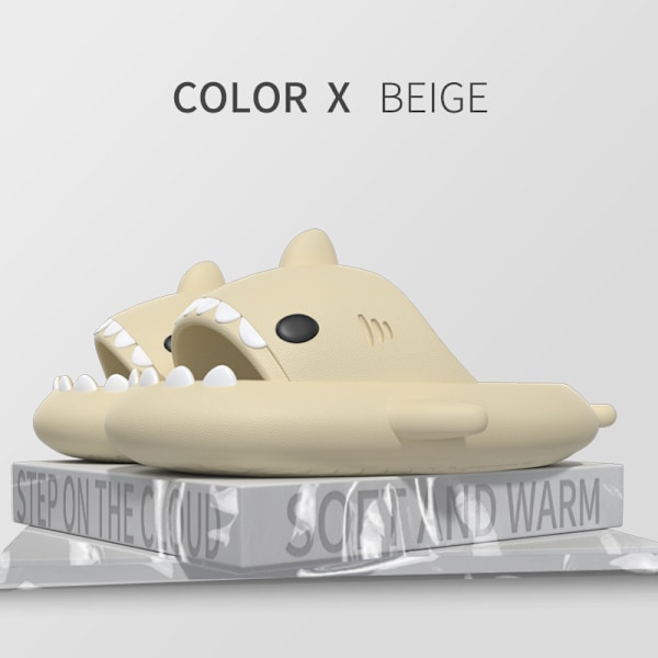 Tegneserie Hai Flip Flops, Sklisikre Tykke Såler Strand Flip Flops, Hurtigtørrende Morsomme Basseng Sandaler Beige 40/41