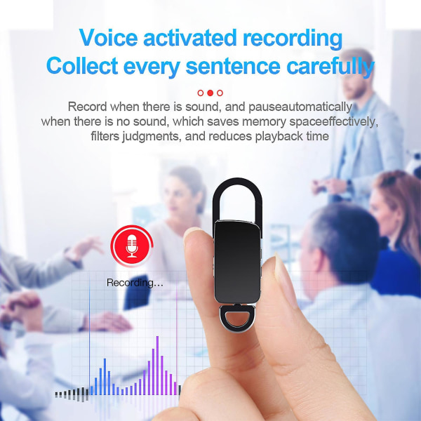 16gb Mini Voice Recorder Nøglering Lyd Lille Mp3 Digital kompatibel Forelæsning Interview Møde Klasse