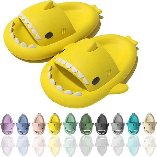 Tegneserie Haj Flip Flops, Skridsikre Tykke-Sålede Strand Flip Flops, Hurtigtørrende Sjove Pool Sandaler yellow 42/43