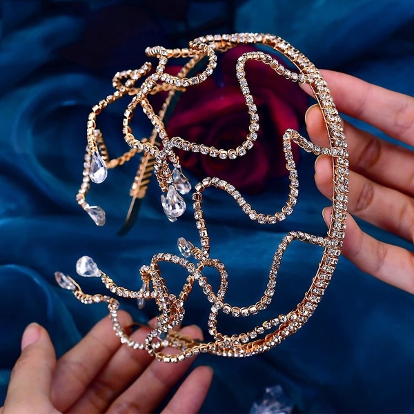 Slange Krystal Hårbøjle Hovedstykke, Rhinestones Hovedkæde Pande smykker,brude Bryllup Tiara Hårbånd Til Kvinder