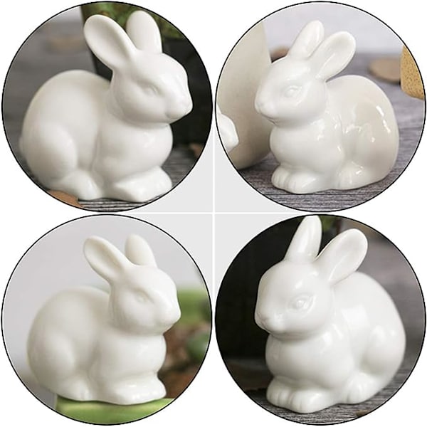 3 st Keramik Miniatyr Kaniner Figur Figur Micro Tiny Mini Kanin Staty Påsk Landskap Blomkruka Mossa Fe Trädgård Prydnader Dekoration