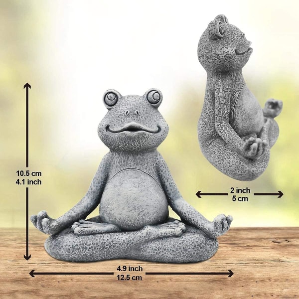 Mediterande groda i miniatyr, Zen Yoga Groda Trädgårdsfigur Staty - Trädgårdsskulptur inomhus/utomhus