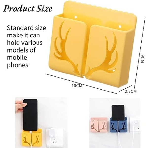 4 STK Veggmontert telefonholder - Punch-fri veggmontert mobiltelefoner som lader til stativ, klebrig fjernkontroll Oppbevaringsboks Lazy Mobiltelefon ved sengen R