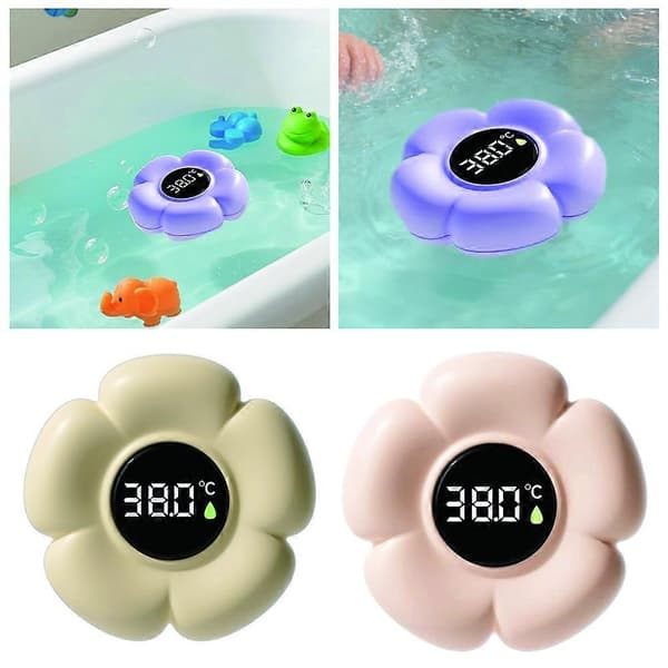 Babybadekartermometer Blomsterformet Termometer til Bad Digital Display Vandtemperaturtermometre Yellow