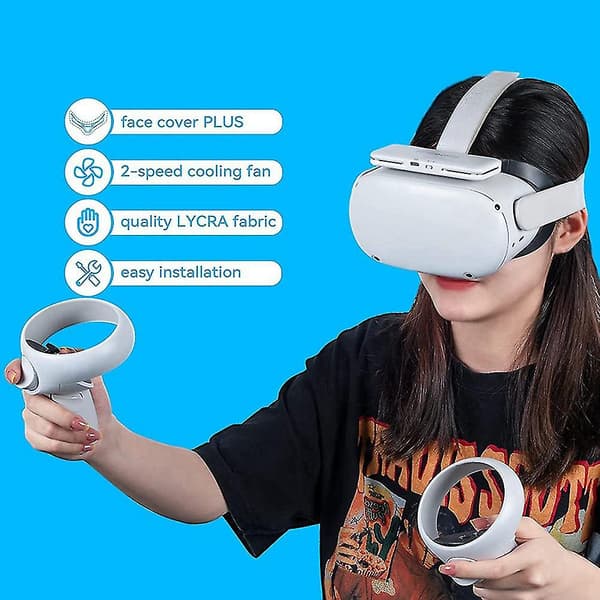 VR Ansigtsmaske med Radiator til / Tilbehør, kompatibel med Quest 2 Blæserkøler, lindrer linsedug