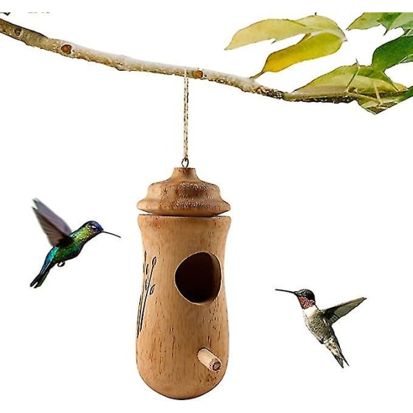 Træ Kolibrihus, Kolibri Svingende Kolibri Rede, Wren Svale Spurv Kolibrihus-model 1stkbrun