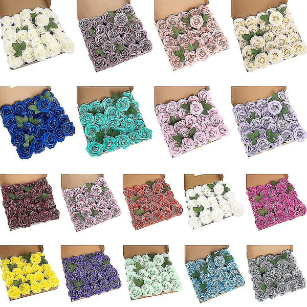 Lyse Rosa 25stk Blomsterskum Rose Roser Blomsterhoveder Med Stilk Diy Bryllupsbuketter Z50861