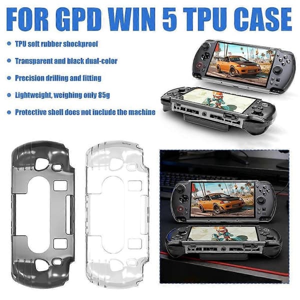 til GPD Win5 beskyttelsesetui blødt gummi A5A3 Transparent Black 1 pcs