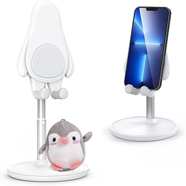 Suloinen puhelinteline, kulmakorkeus säädettävä matkapuhelinteline pöytään Penguin puhelinteline sopii kytkimellä, puhelimella, iPadilla, kuulokkeilla luo ihanan tunnelman