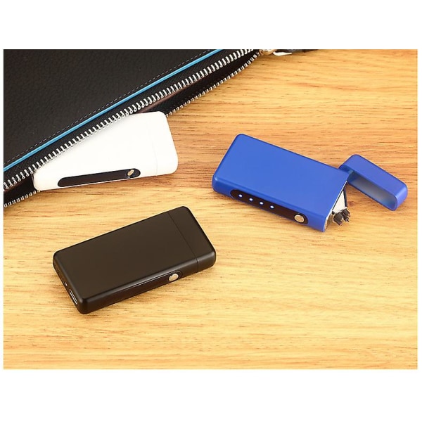 Tändare Tändare Båge Uppladdningsbar Tändare USB Plasma Tändare Vindtät Tändare Flamlös Dubbelbågs Tändare Uppladdningsbar Tändare (svart)