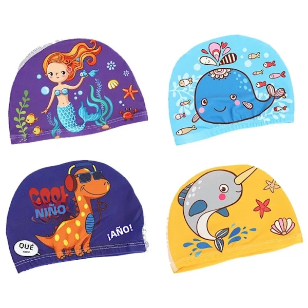 Varma källor Barn bekväma badmössor Cartoon tyg badmössor för pojkar flickor Modetryck mössor mermaid