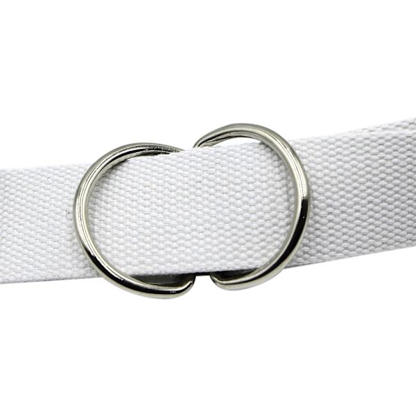 Lærred mesh dobbelt D-ring ternet taljebånd sølvspænde lang bælte til kvinder, mænd, teenagere