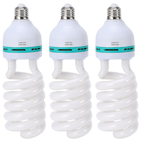3x E27 220v 5500k 135w Fotostudiolampa Videoljus Fotografi Dagsljuslampa (e27 Glödlampa)