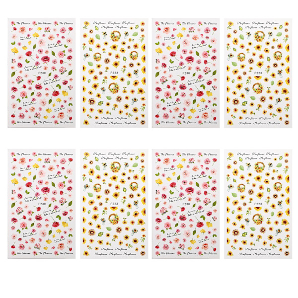 8 Ark Nagelstickers DIY Nagelstickers Nagelomslagsstickers Salong Nagelkonst Nagelkonst Dekorationer
