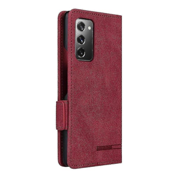 Galaxy Z Fold2 5G Magnetiskt Flip Läderfodral med Säker Lås, Ny 2026 Red
