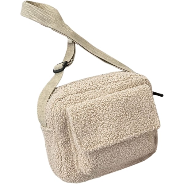 Naisten pehmoinen olkalaukku Crossbody käsilaukku Lammasvillainen Messenger Bag Fluffy Tote Bag