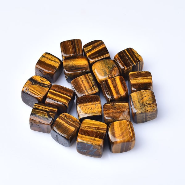 Natural Tiger's Eye Crystal Tumbled Stones 0.78" Polished Cube Crytsal Quartz for Chakra Meditation Balance Reiki Energy Gemstone Home Decoration Wicc