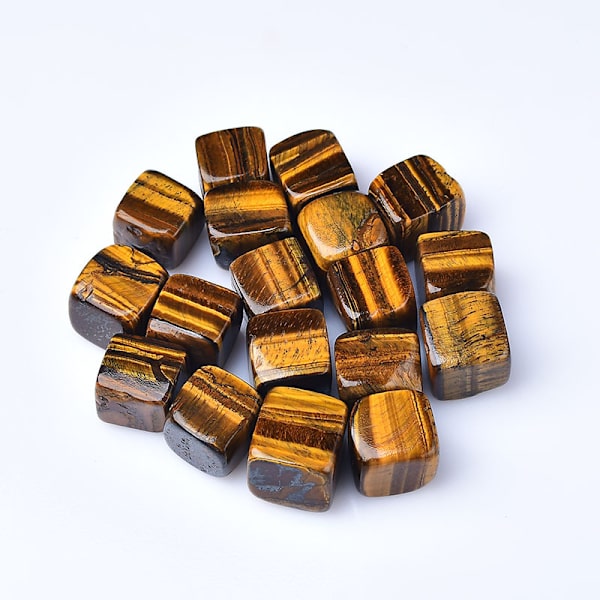 Naturliga Tigereye Kristaller Tumblade Stenar 0.78\" Polerade Kubkristaller Kvarts för Chakra Meditation Balans Reiki Energi Ädelsten Heminredning Wicca
