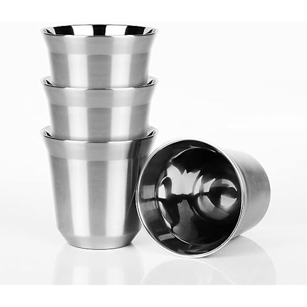 80 ml rostfria espressokoppar - 4-pack dubbelväggiga isolerade koppar Demitasse-koppar Kaffekopp för drycker, dricka kaffe, dricka drycker