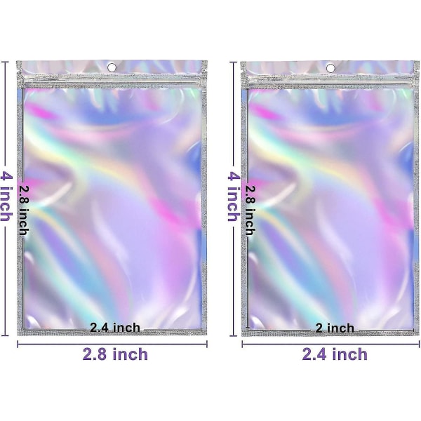 Foliebags Genlukkelige Ziplock-poser Holografiske Farver Lugtsikre Poser Til Gaveposer Mad Smykker Opbevaring, 6x10cm / 7x10cmcolor