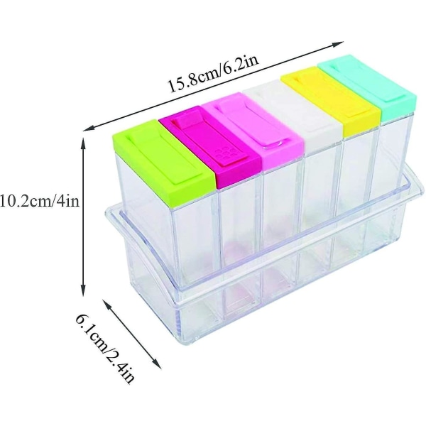 6pcs Spice Jars Transparent, Plastic Spice Box Set, Sealed Spice Containers Spice Bottles