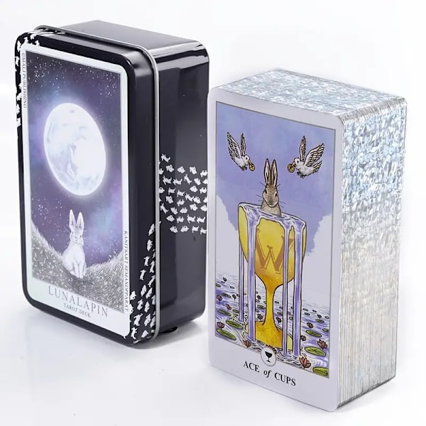 78 st/set Lunalapin Tarot, Luna Lapin Tarot för nybörjare och vuxna, högkvalitativ Tarot tennmetallåda för spådom Ödeskort Spådom Familjefest