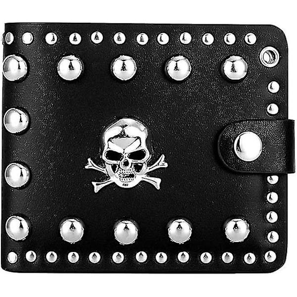 Læder Cool Punk Gothic Western Skull Clutch Punge Tegnebøger Med Kæde Til Mænd Biker