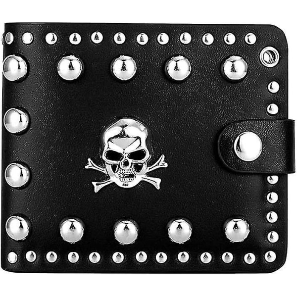 Nahkainen Cool Punk Gothic Western Skull Clutch Lompakot Ketjulla Miehille Biker