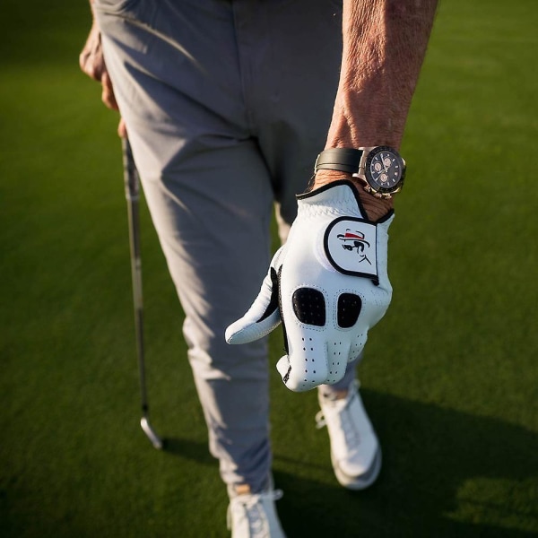 David Leadbetter Cabretta golfhandske med tommelfingerguide-stor-hvid-venstre hånd til højrehåndsspiller Large