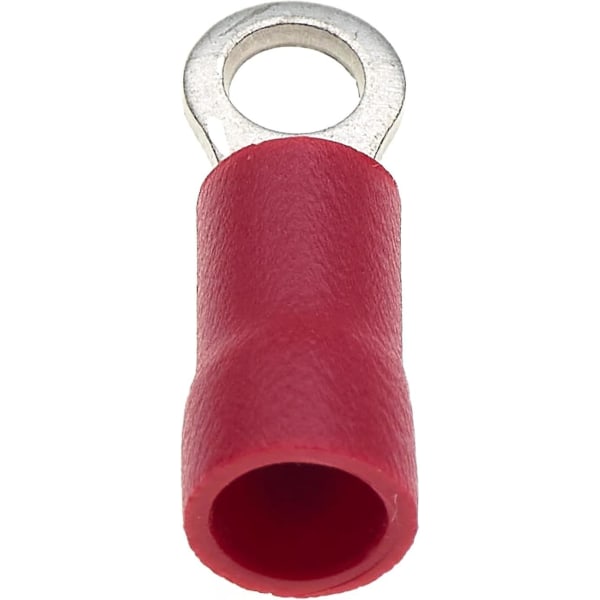 Ring Crimp Terminal - paket med 100, röd, 3,2 mm, 25a, 22-16 Awg - Värmekrympringanslutningar, förtennade kopparkontakter, isolerade R