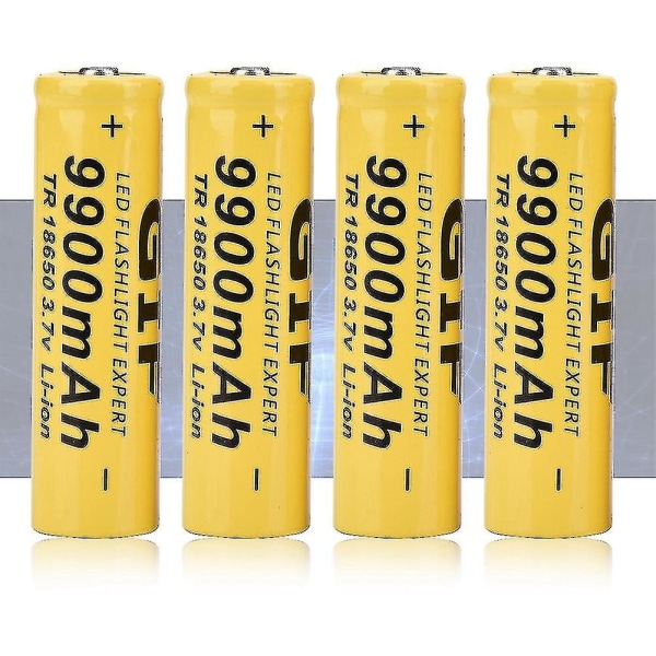4 stk lommelygte batteri Gif 9900mah 18650 genopladeligt batteri gul