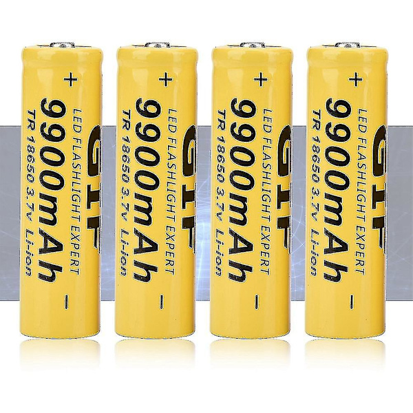 4 stk. lommelygtebatteri Gif 9900mah 18650 genopladeligt batteri gul