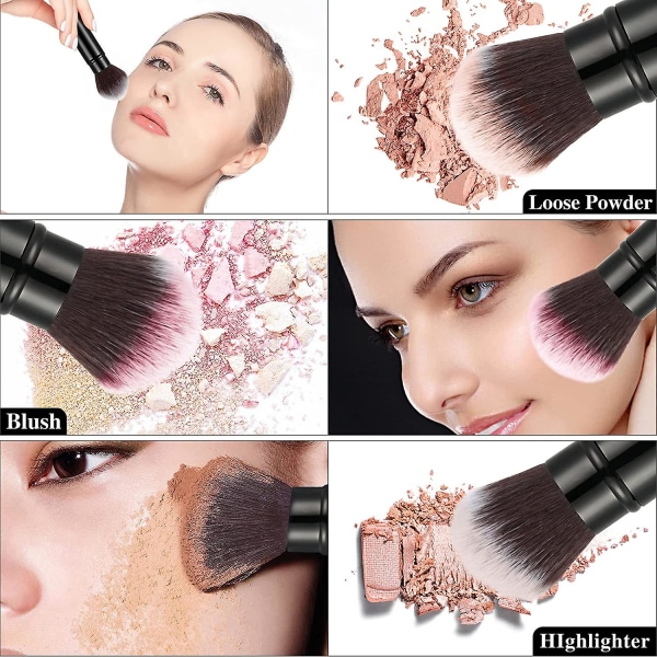 Bærbar Retractable Håndtak Sminke Blush Brush Kabuki Brush Myk Ansikt Mineral Foundation Blush Brush Kosmetikk Reise